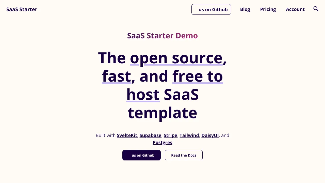 Screenshot of SaaS Starter Kit website
