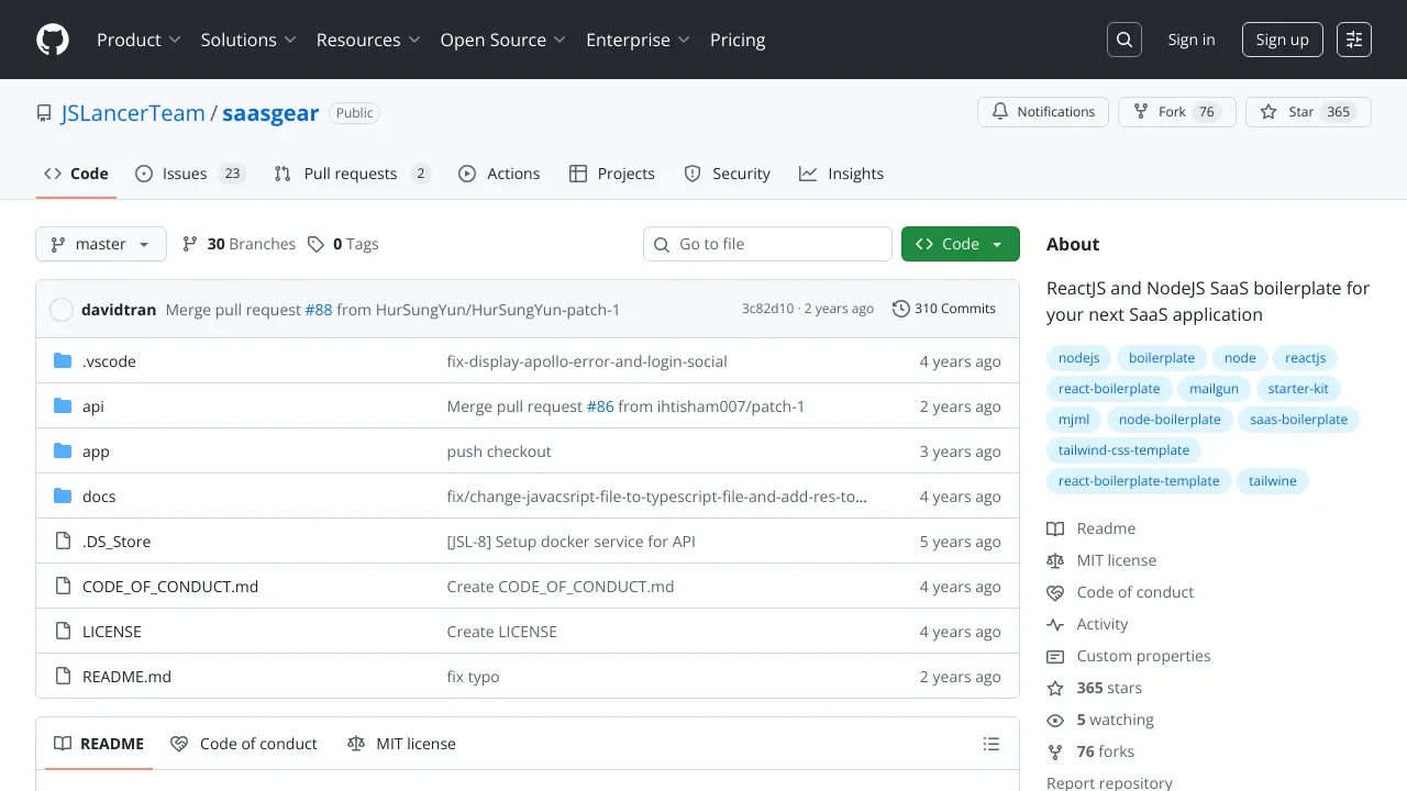 Screenshot of SaaSgear website