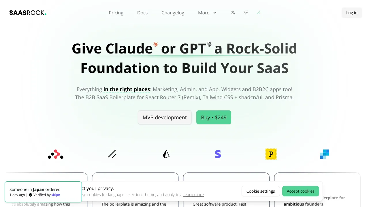 Screenshot of SaasRock website