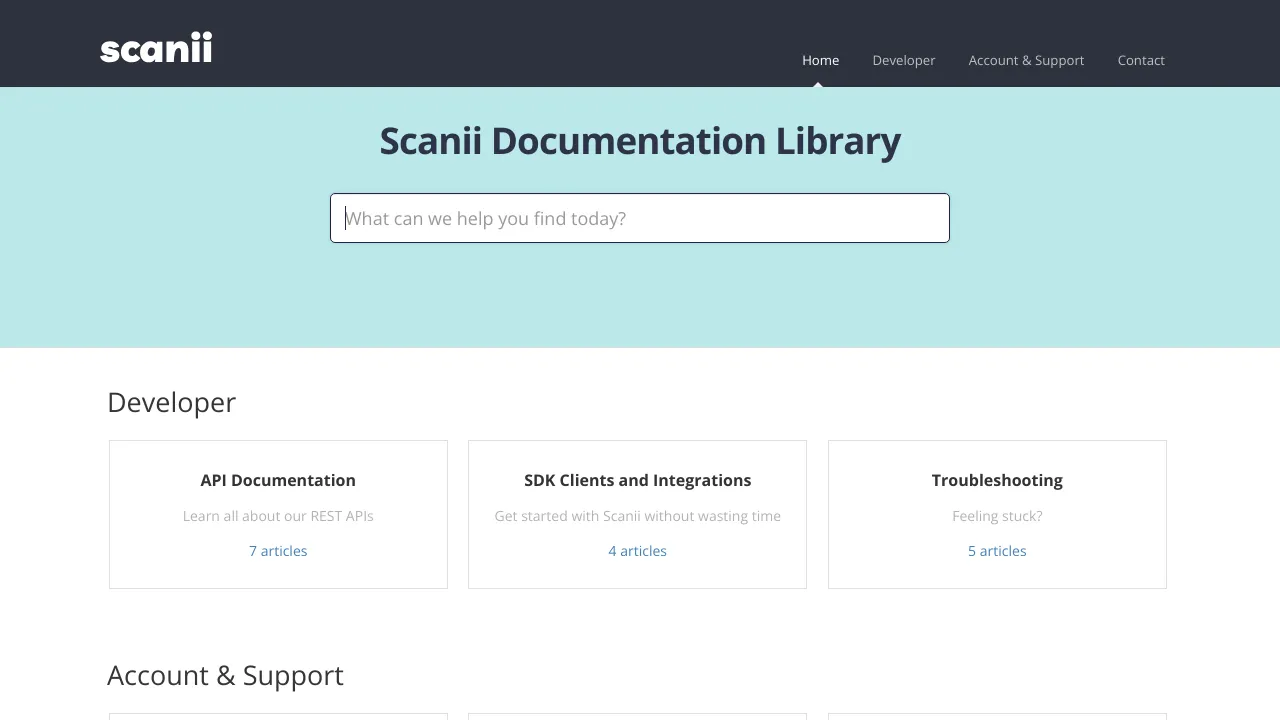 Screenshot of Scanii website