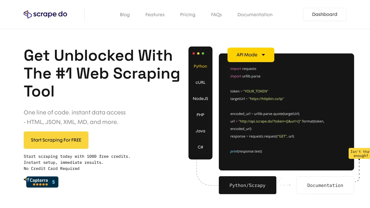 Screenshot of Scrape.do website
