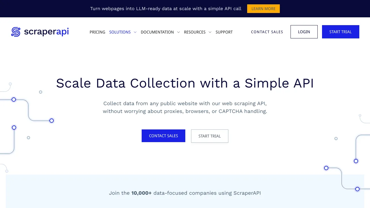 Screenshot of ScraperAPI website