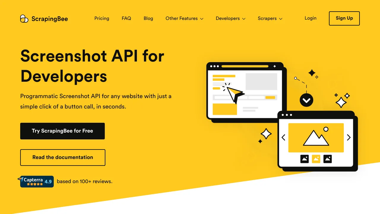Screenshot of ScrapingBee website