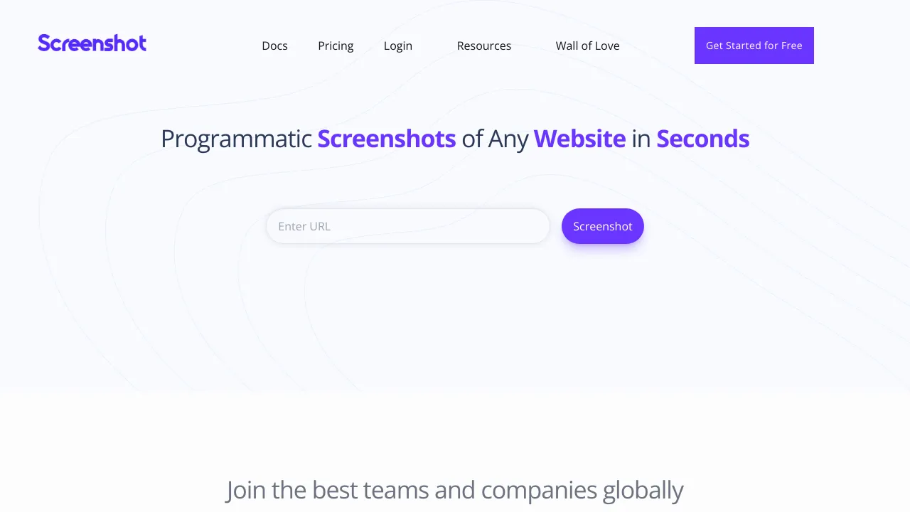 Screenshot of ScreenshotAPI.net website