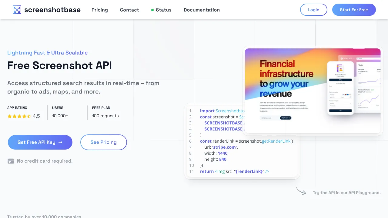 Screenshot of Screenshotbase website