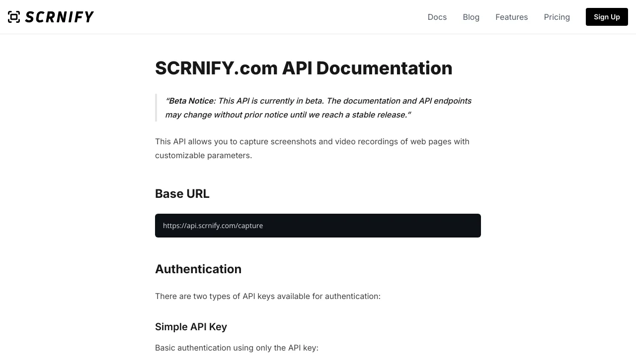 Screenshot of Scrnify website