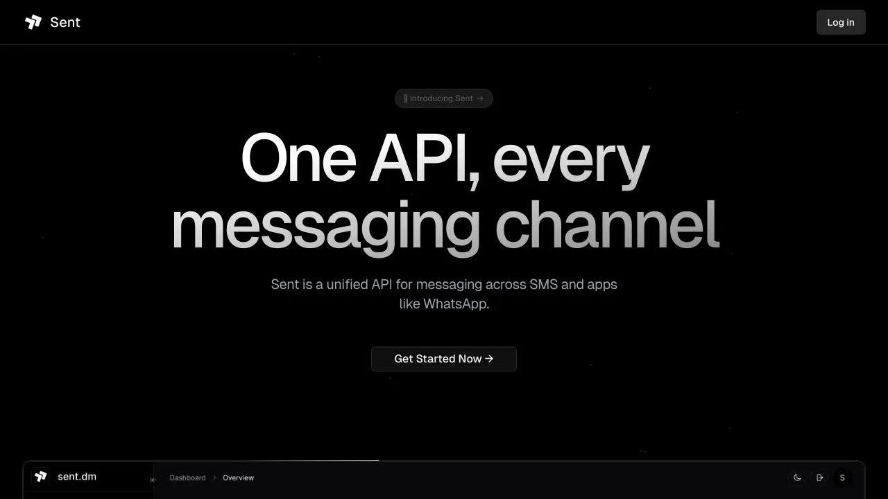 Screenshot of Sent.dm website