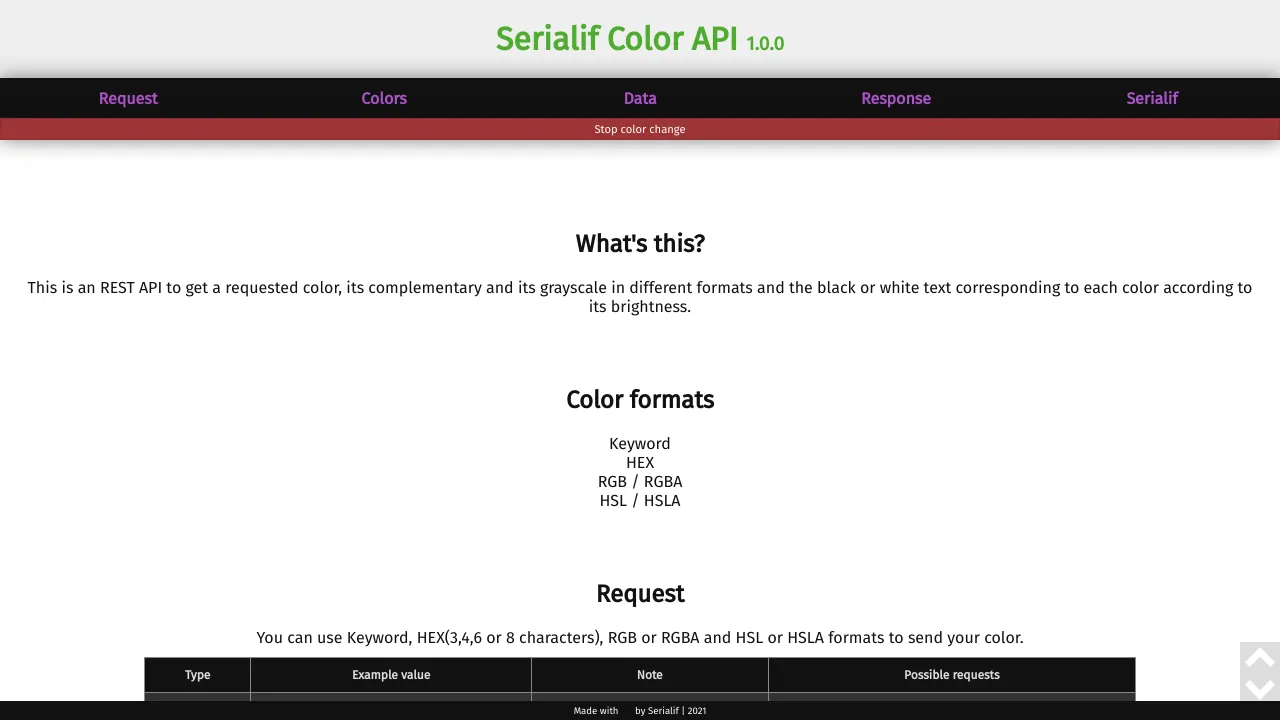 Screenshot of Serialif Color website