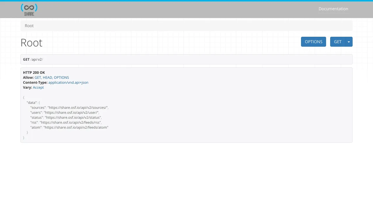 Screenshot of SHARE website