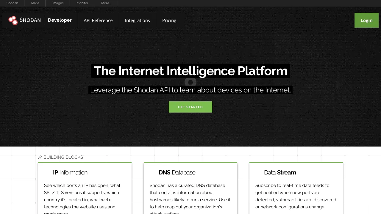 Screenshot of Shodan website
