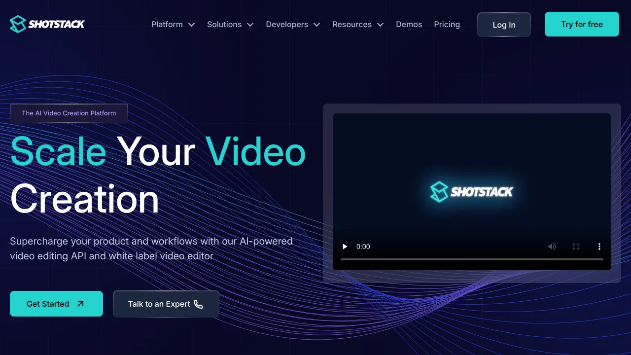 Screenshot of Shotstack website