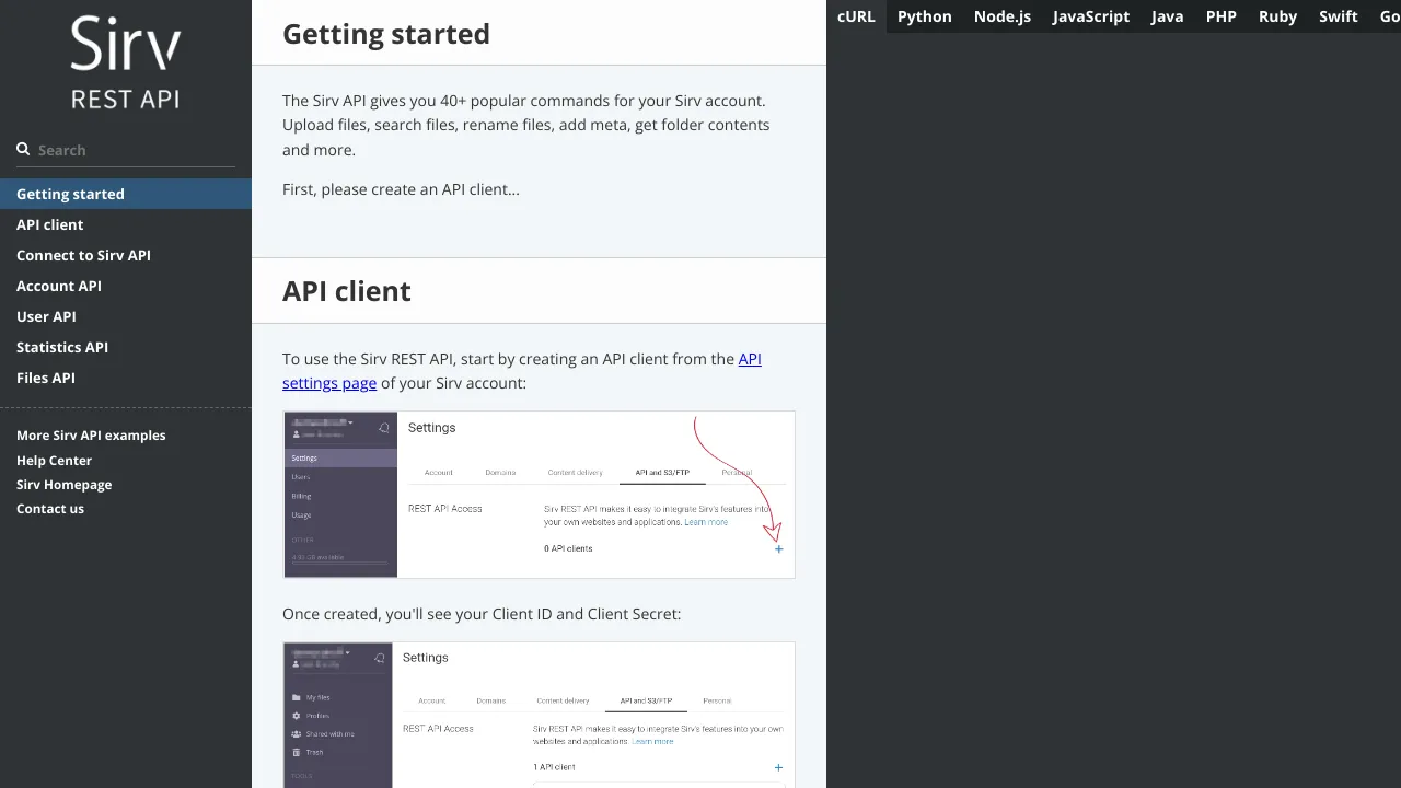 Screenshot of Sirv website
