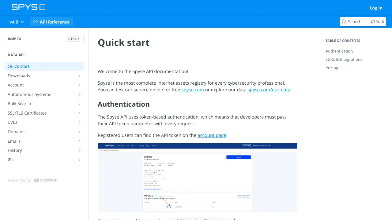 Screenshot of Spyse website