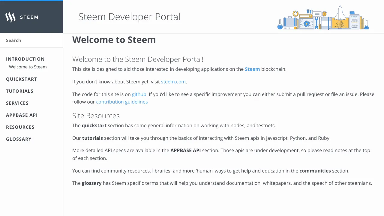 Screenshot of Steem website