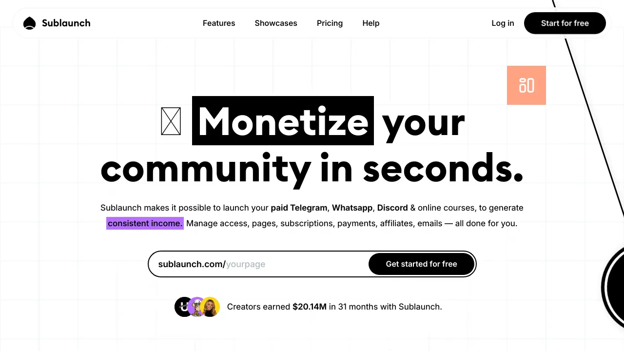Screenshot of Sublaunch website