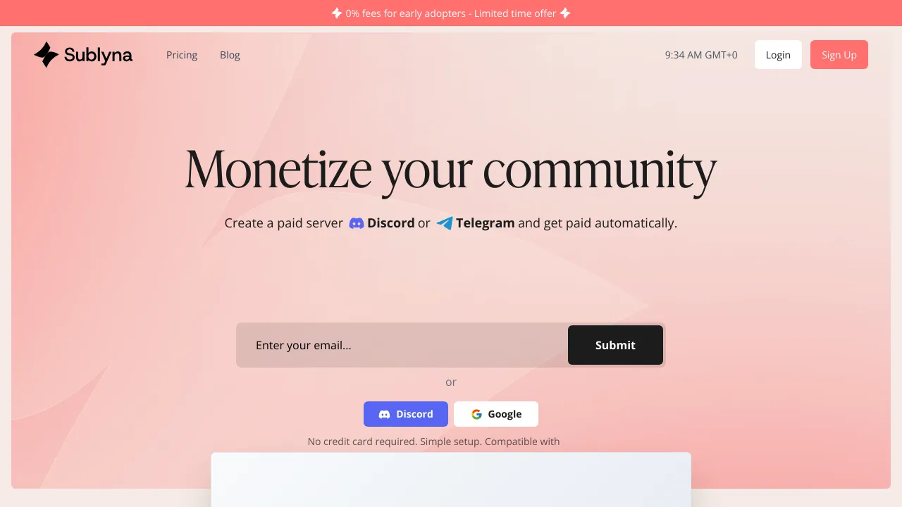 Screenshot of Sublyna website