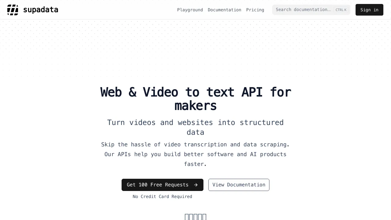 Screenshot of Supadata website