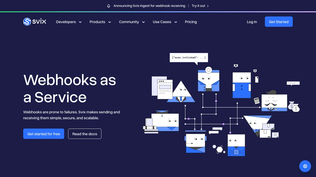 Screenshot of Svix website