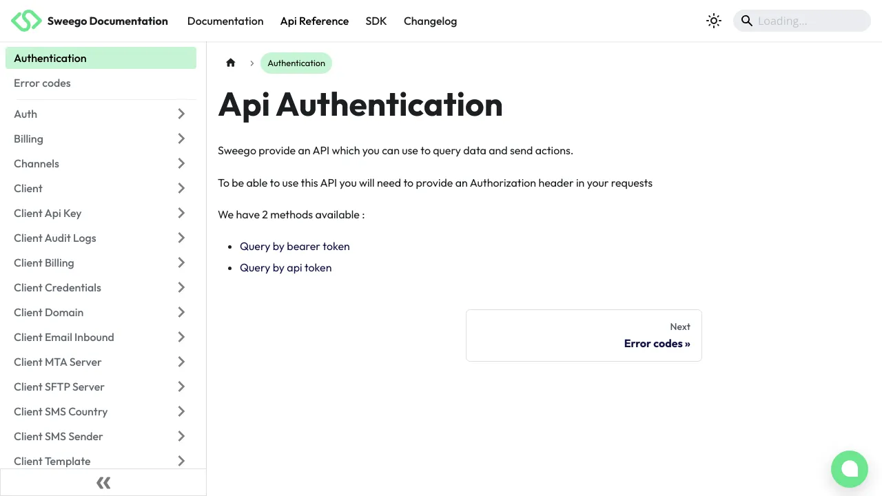Screenshot of Sweego website