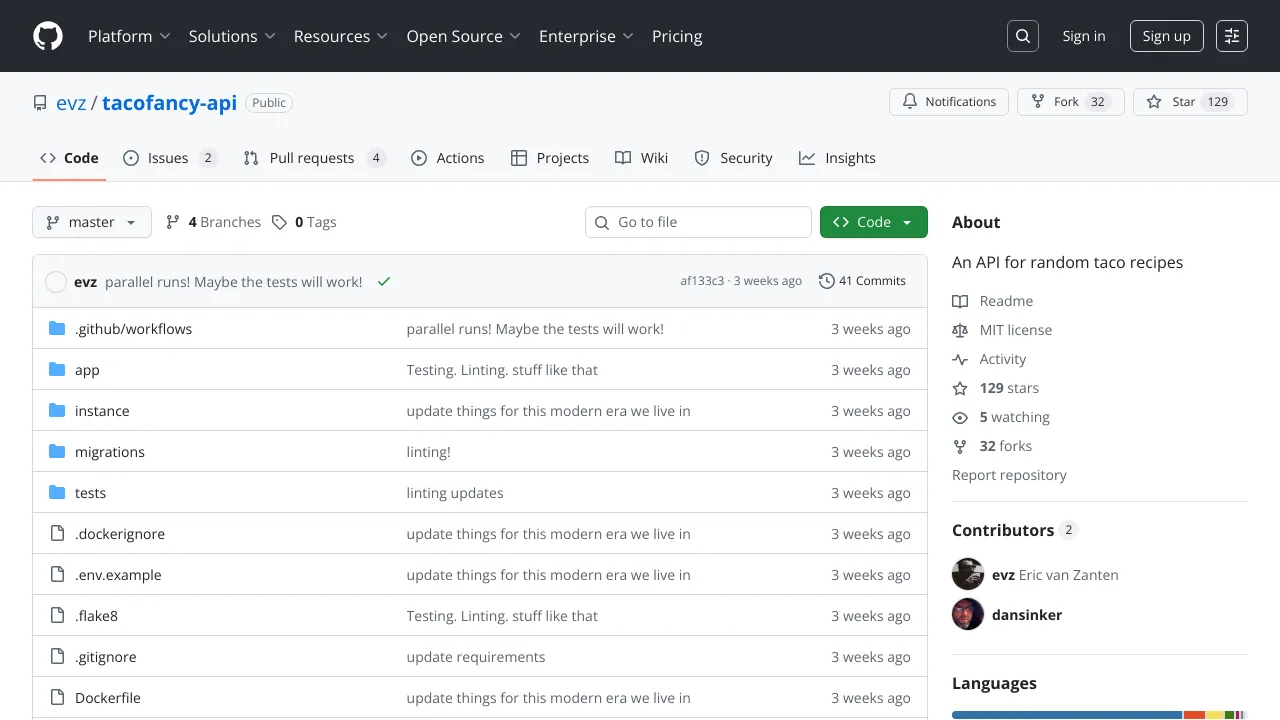 Screenshot of TacoFancy website