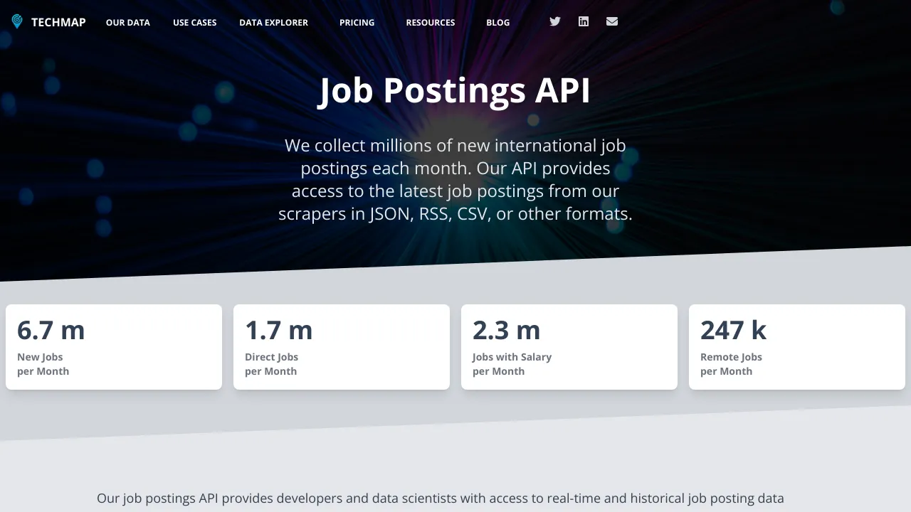 Screenshot of Techmap Job Postings website