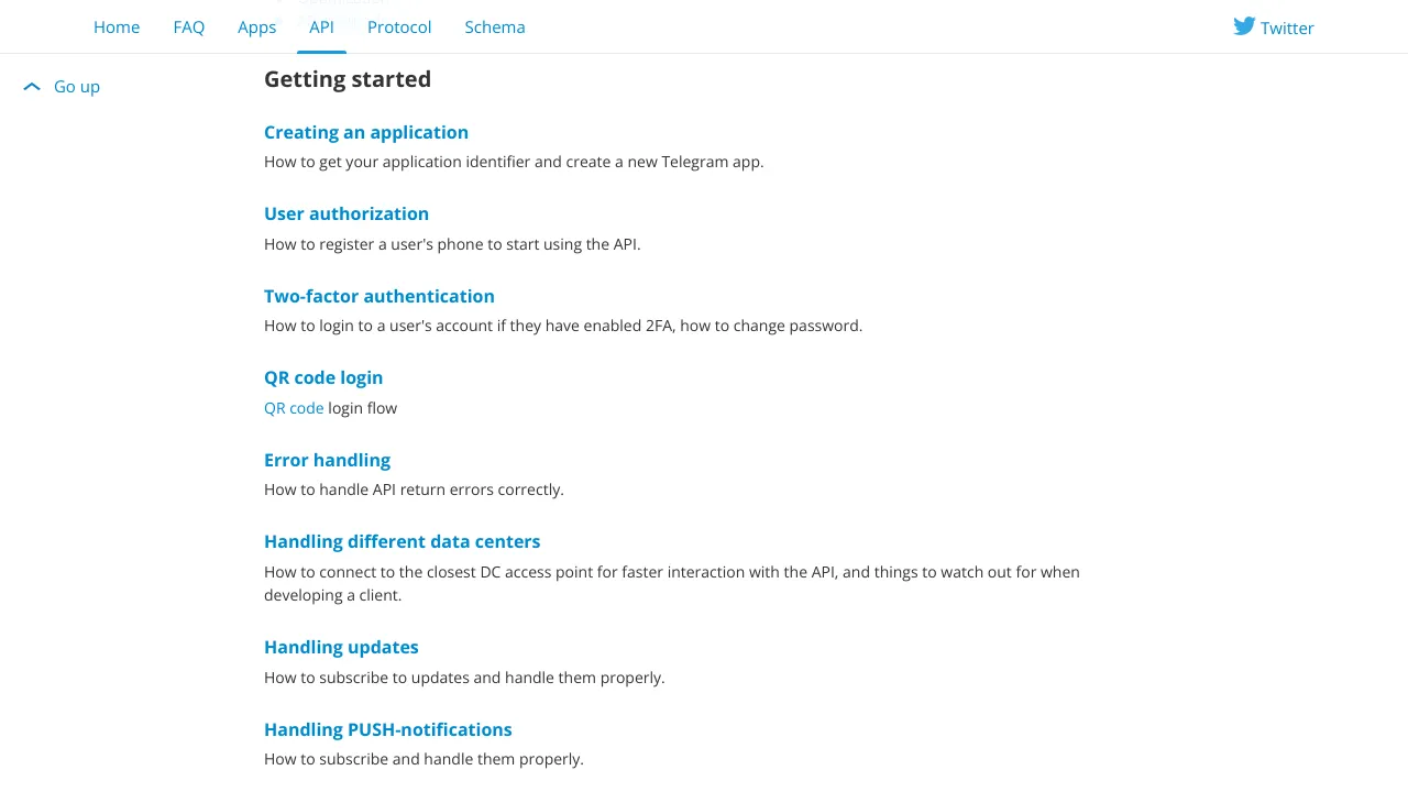 Screenshot of Telegram MTProto website