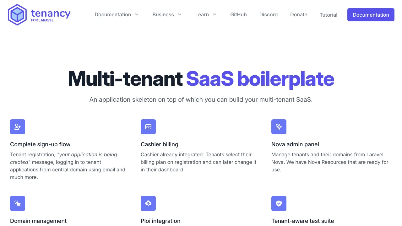 Screenshot of Tenancy website