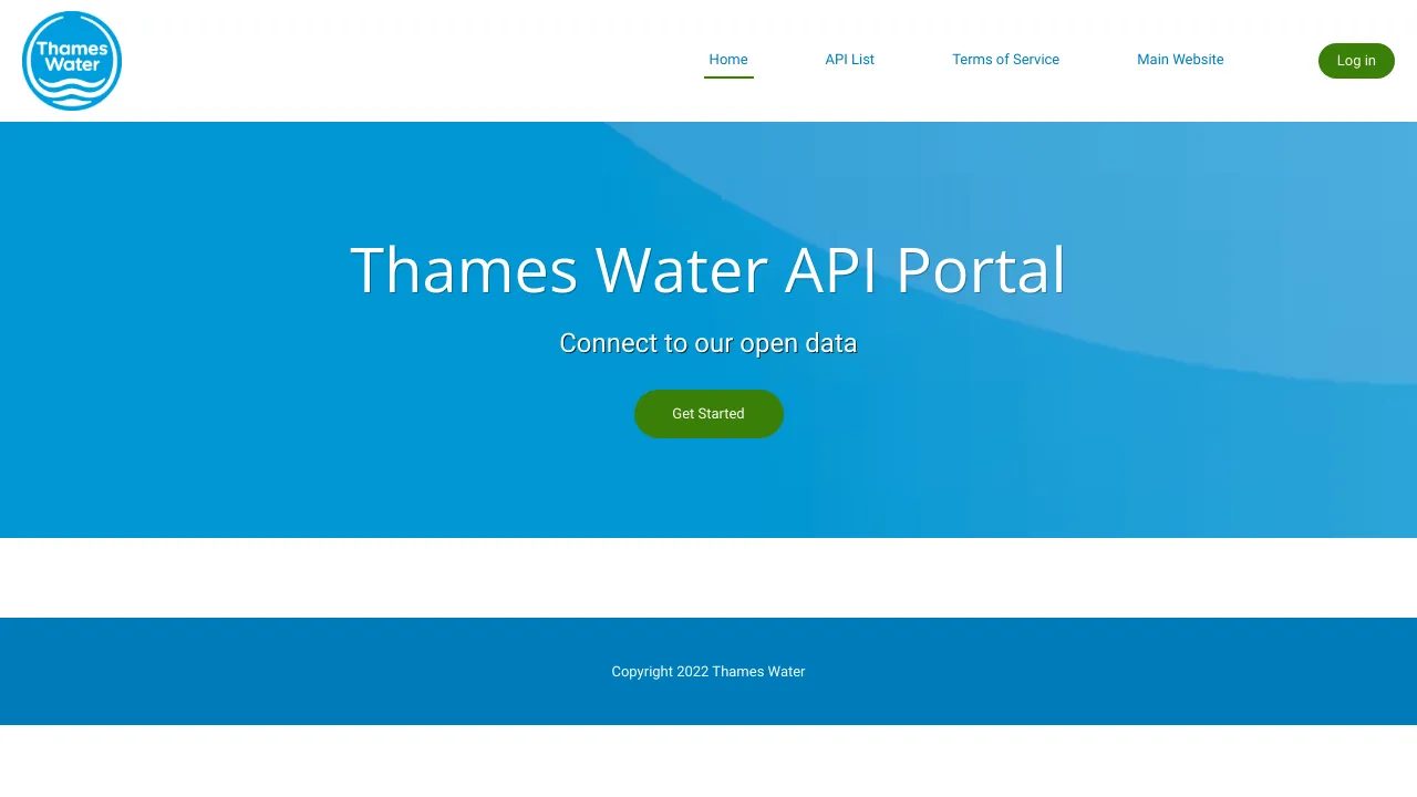 Screenshot of Thames Water Open Data website