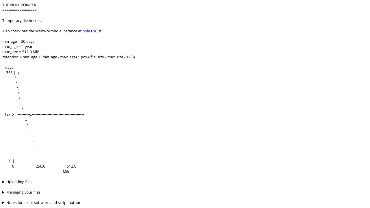 Screenshot of The Null Pointer website