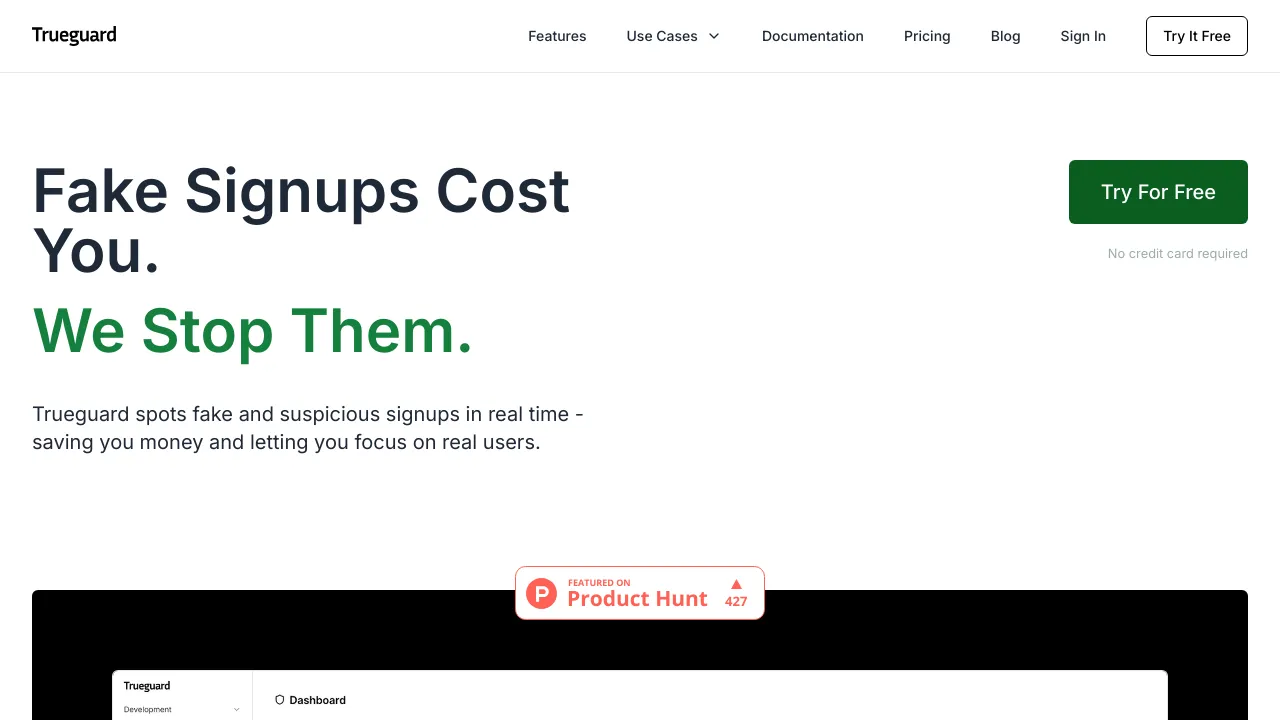Screenshot of Trueguard website