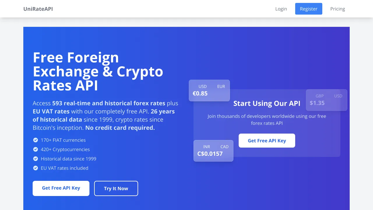 Screenshot of Unirate website