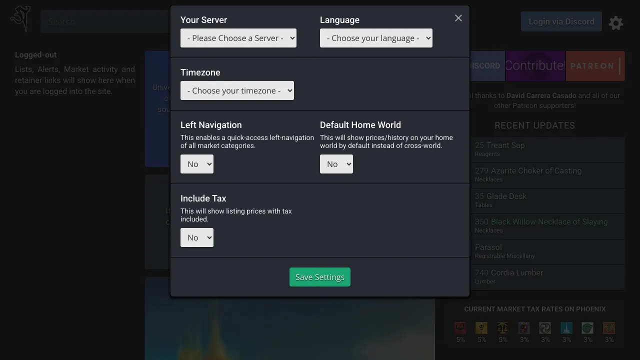 Screenshot of Universalis website