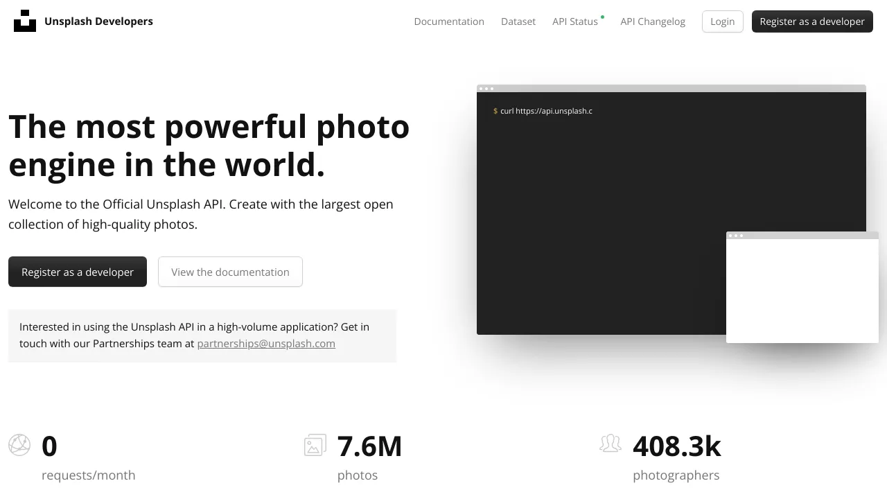 Screenshot of Unsplash website