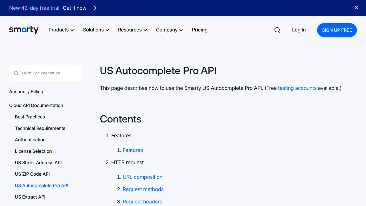 Screenshot of US Autocomplete website