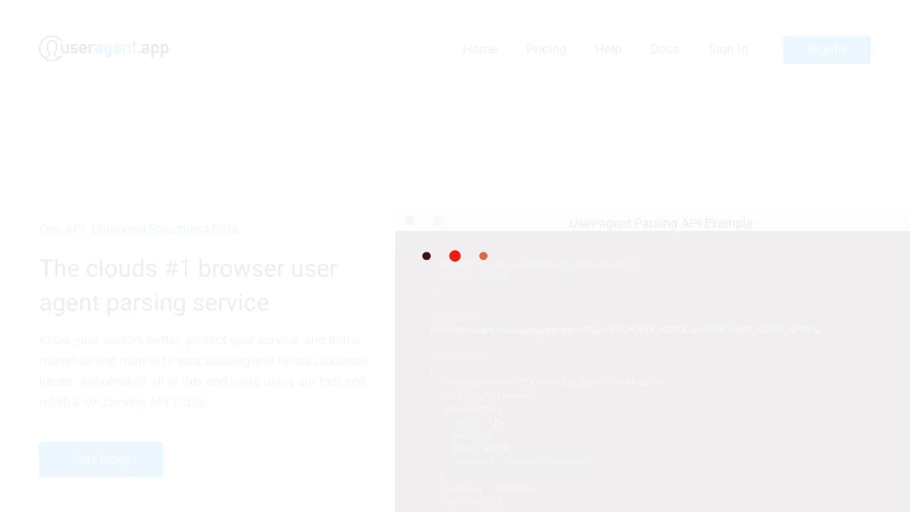 Screenshot of UserAgent website