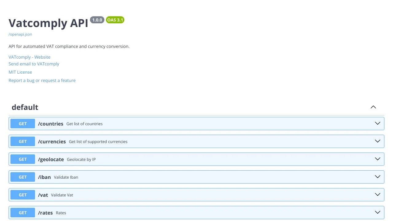 Screenshot of VATComply.com website
