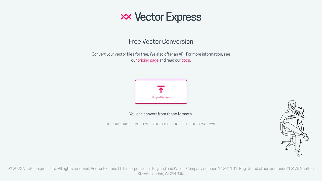 Screenshot of Vector Express v2.0 website
