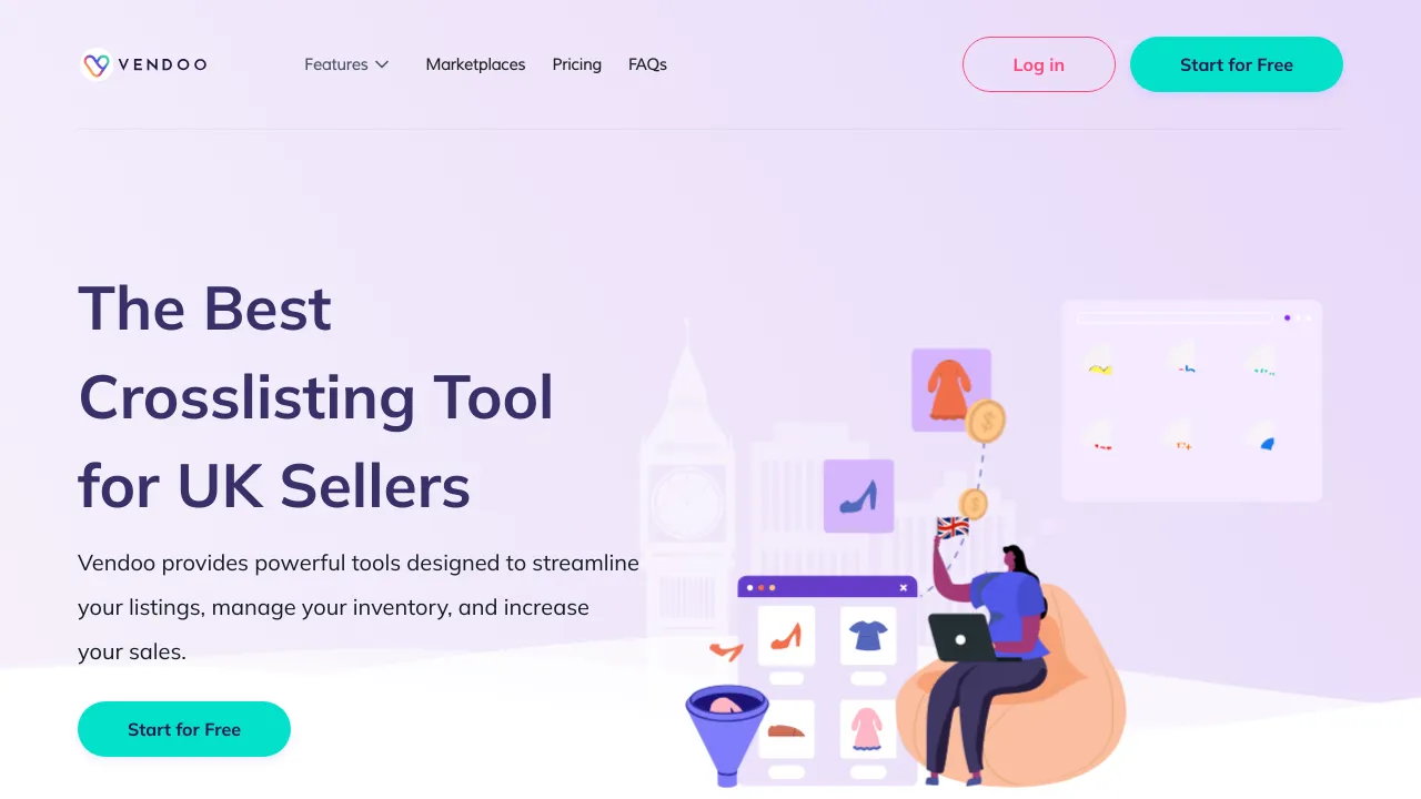 Screenshot of Vendoo website