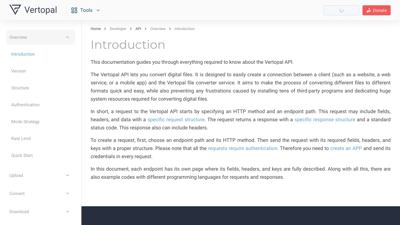 Screenshot of Vertopal website
