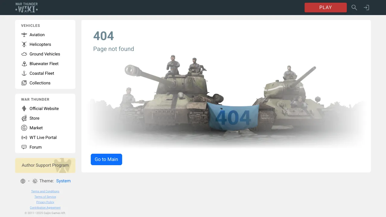 Screenshot of War Thunder website