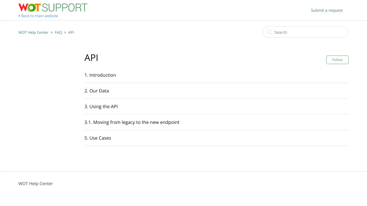 Screenshot of Web of Trust website