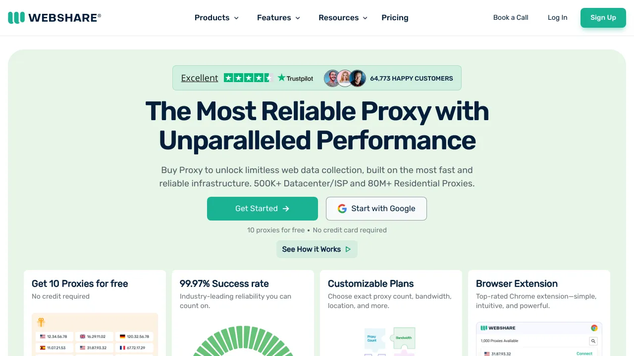 Screenshot of Webshare website