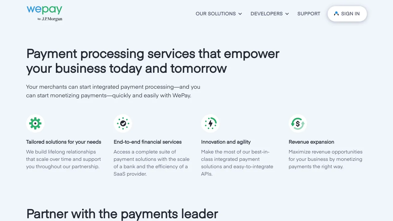 Screenshot of WePay website