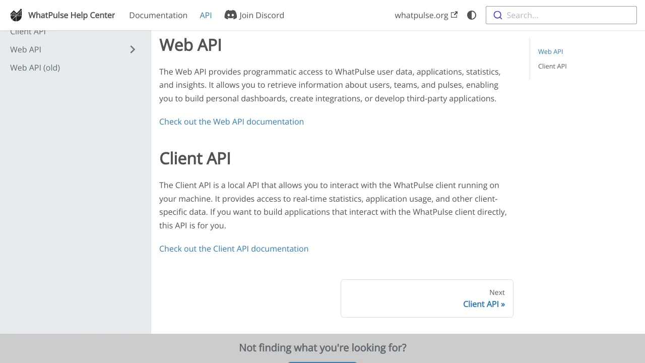 Screenshot of WhatPulse website