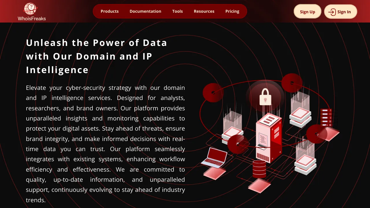 Screenshot of Whoisfreaks website