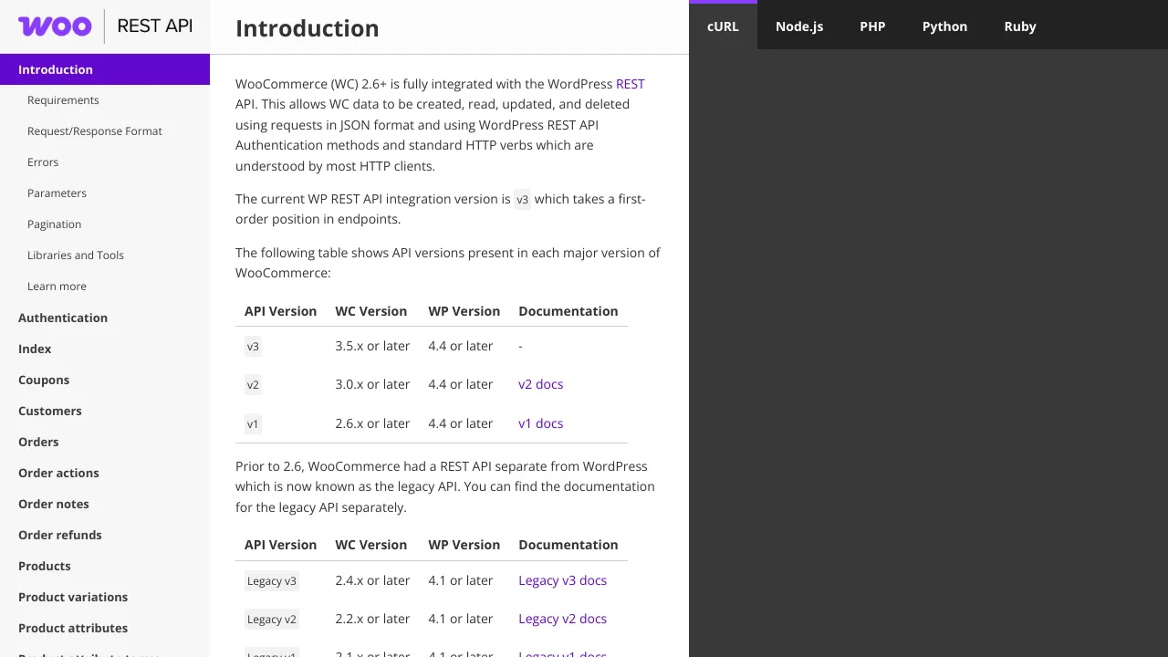Screenshot of WooCommerce website