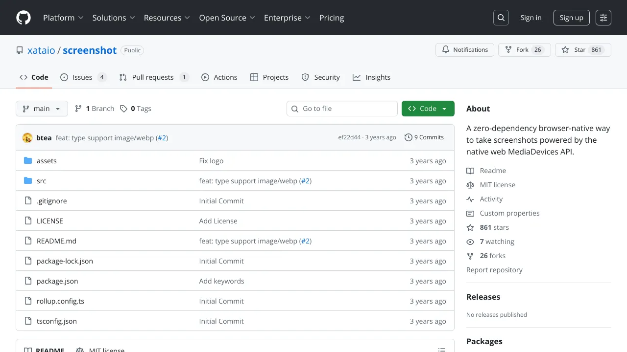 Screenshot of Xata Screenshot website