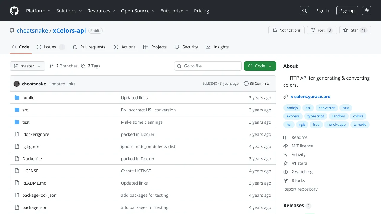 Screenshot of xColors website