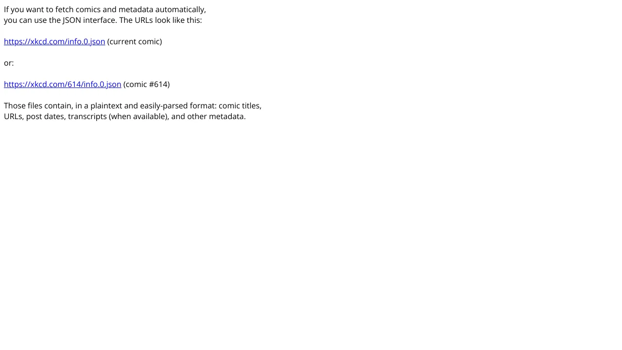Screenshot of xkcd website