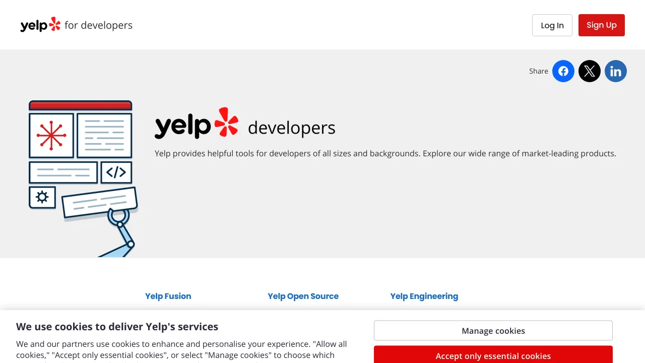 Screenshot of Yelp website